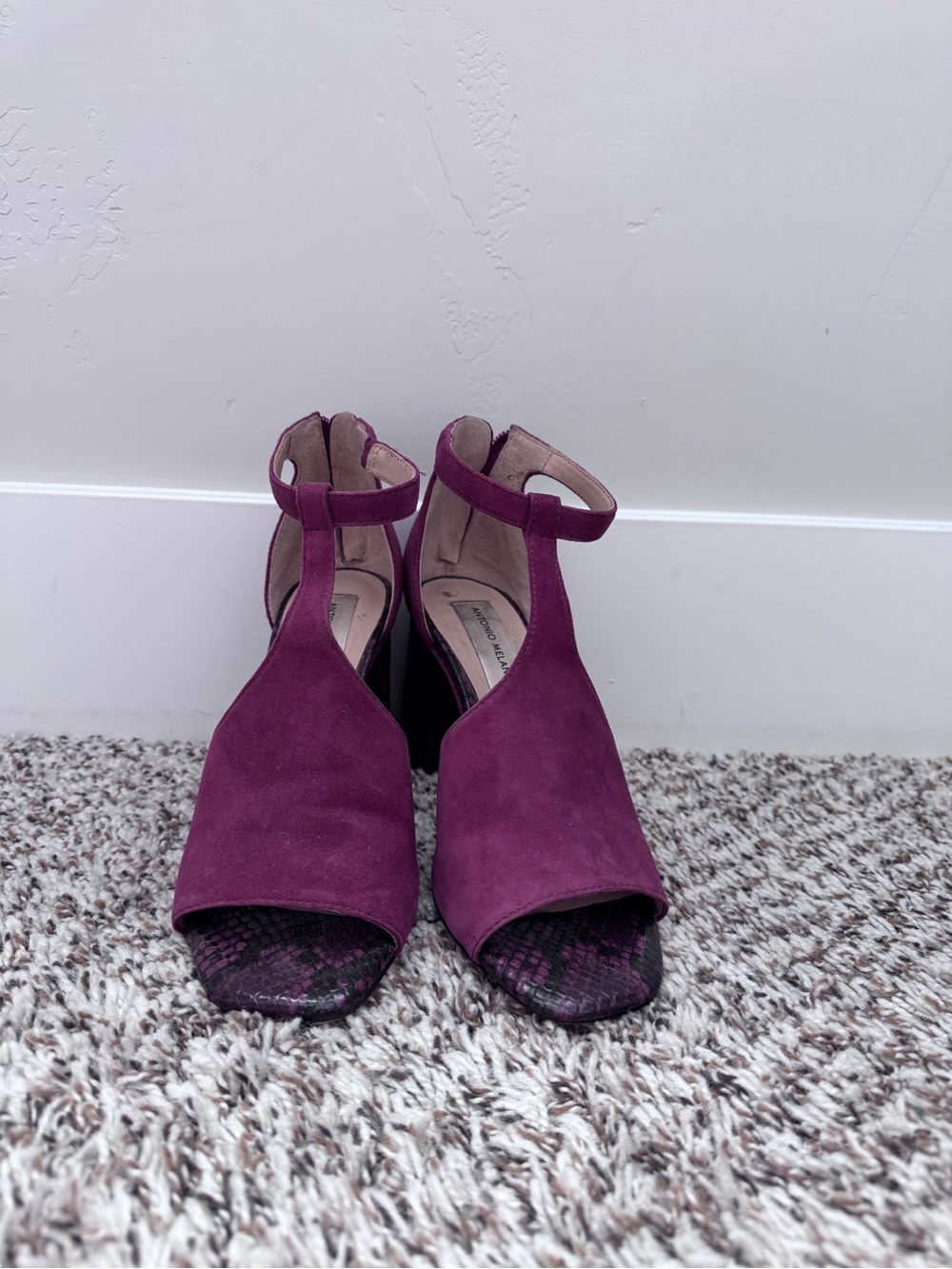 Women's Plum Open-Toe Ankle Strap Heels - size 6